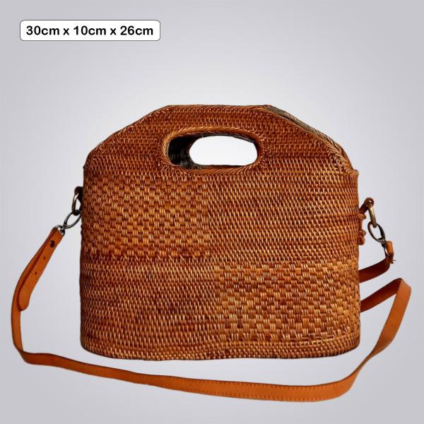 Handwoven Bamboo Rocket Bag – Red Batik Lining