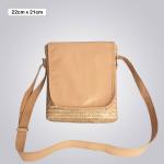 Natural Bamboo Crossbody Bag – Leather-Style Flap with Adjustable Strap