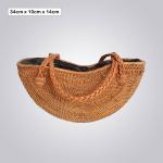 Curved Bamboo Tote Bag – Braided Handles with Black Interior Lining