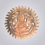 Hand-Carved Wooden Ganesha Wall Art – Sacred Sunburst Mandala Design