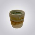 Handmade Ceramic Cup – Green & Beige Glazed Stoneware Tumbler