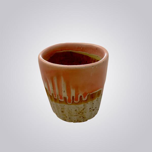 Sunset Drip Ceramic Cup – Handmade Speckled Tumbler with Orange Glaze