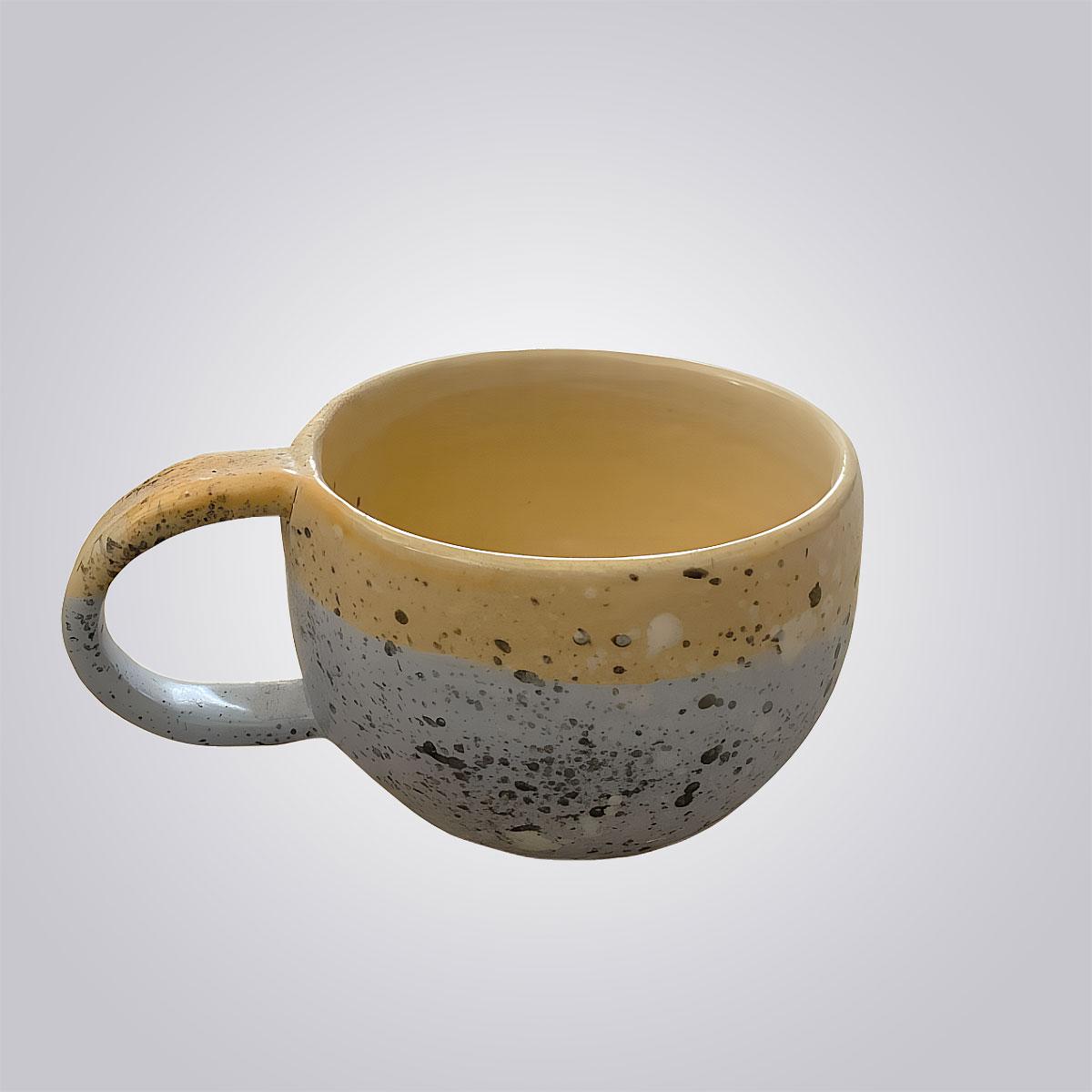 Speckled Sunrise Ceramic Mug β Handmade Yellow & Grey Stoneware Cup with Handle
