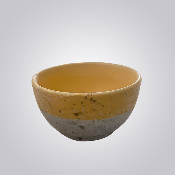 Handmade Ceramic Bowl – Yellow & Grey Speckled Glaze