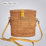 Classic Box-Style Ketak Bag – Handwoven Crossbody with Yellow Strap & Lock
