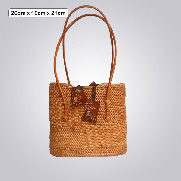 Handwoven Ketak Tote Bag – Tall Square Shape with Double Braided Handles