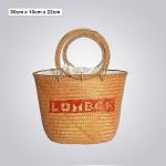 LOVE Handwoven Basket Bag – Circular Handle Tote with Lettered Pattern